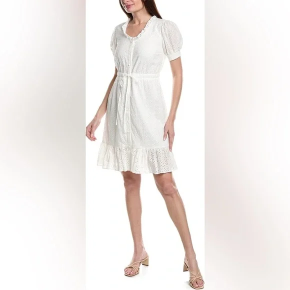 Nanette Lepore Mila Eyelet Mini Dress White Size 12, new with tag - Picture 2 of 8